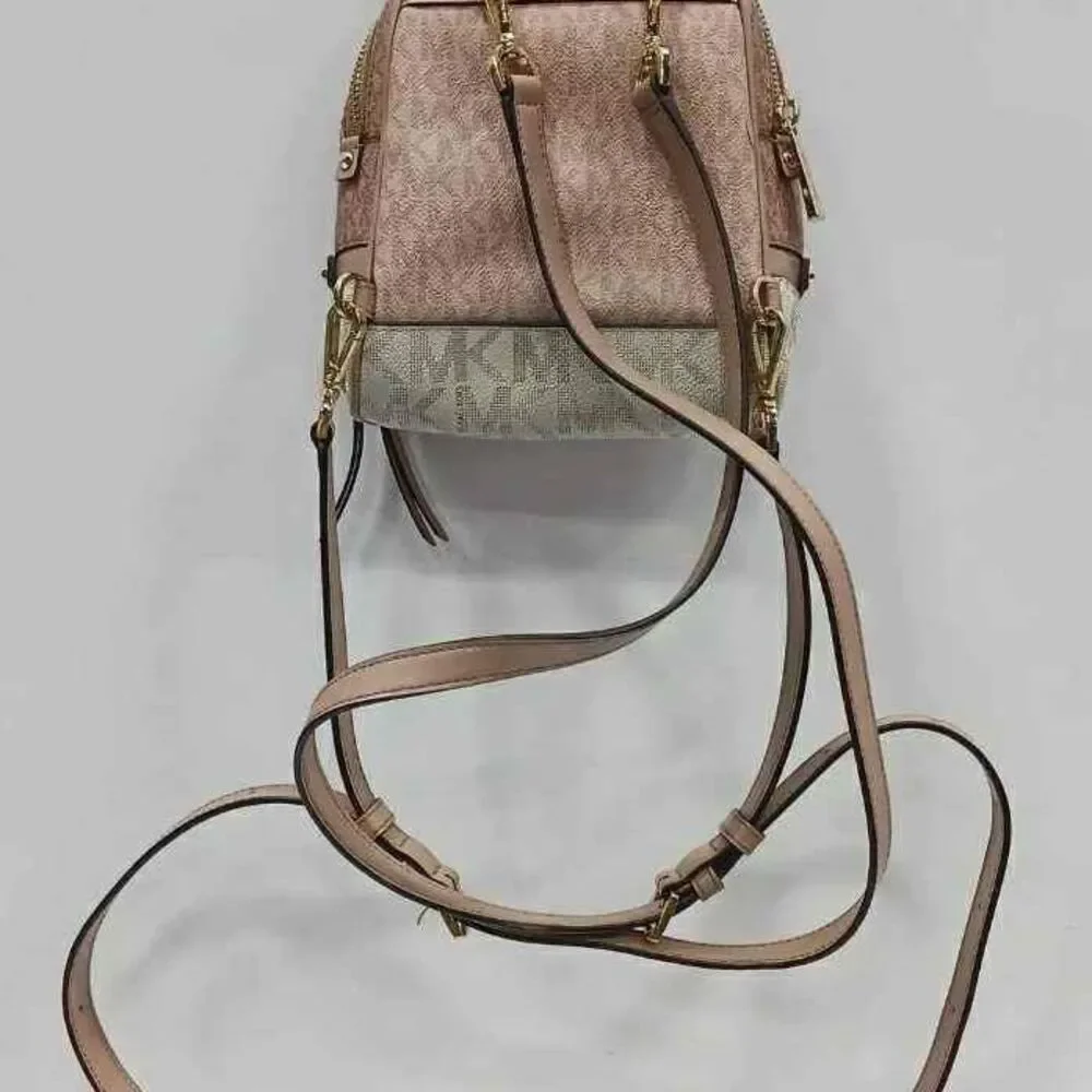 Michael Kors MK Designer Rhea Pink Leather Mini Backpack Shoulder Bag Purse